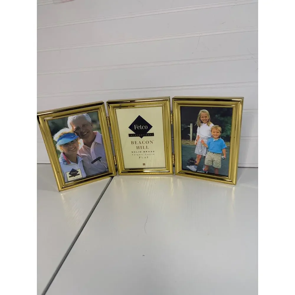 Fetco International Beacon Hill Solid Brass Picture Frames Tri Fold 5